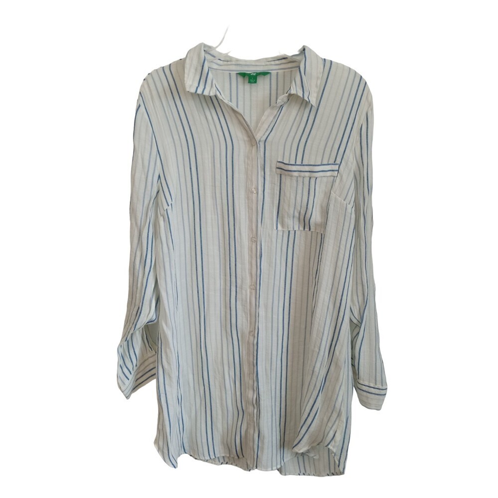 Dip women's white and‎ blue stripe light weight button down